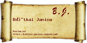 Bátkai Janina névjegykártya